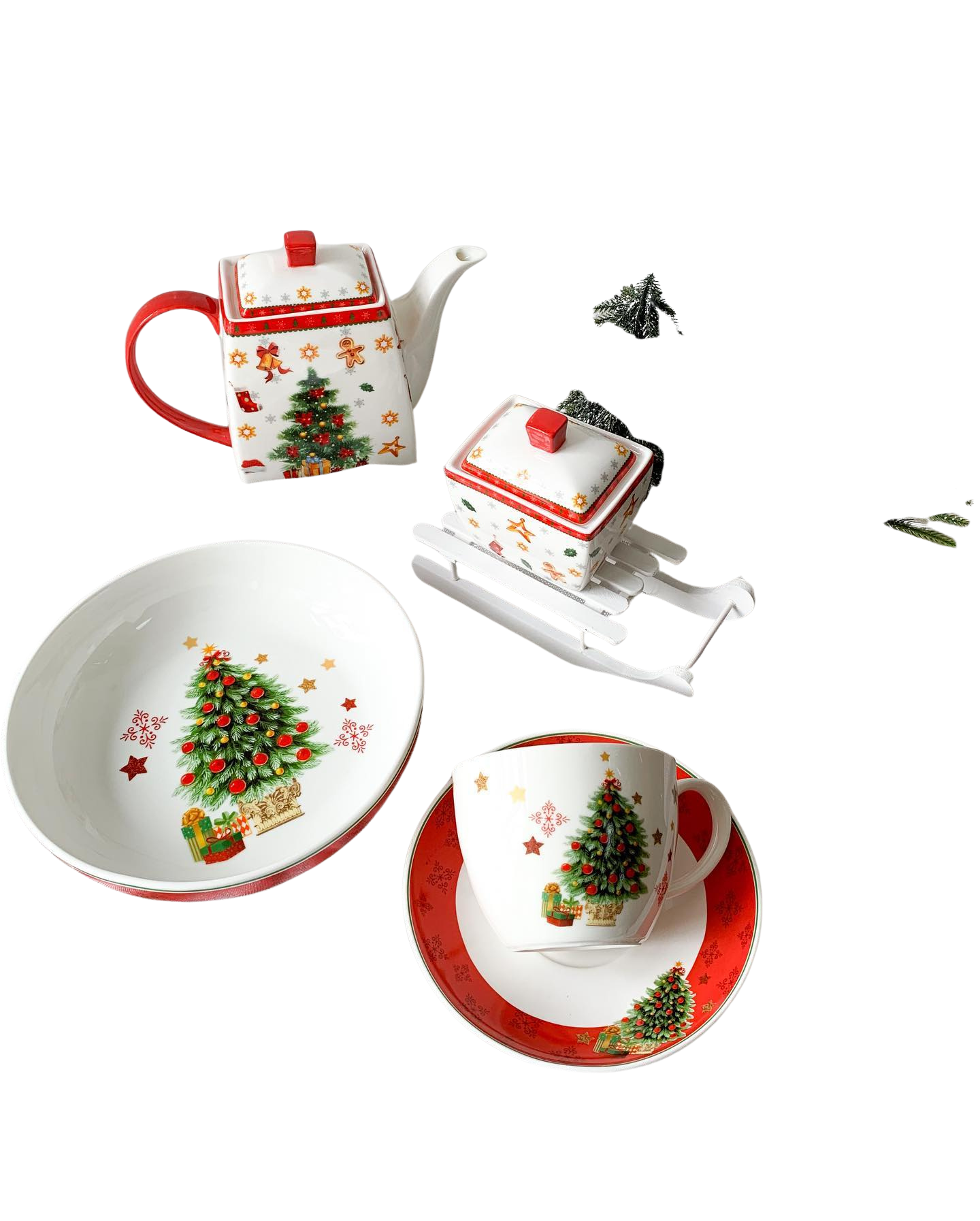 Conjunto de Porcelana  Natalino com 5 Peças