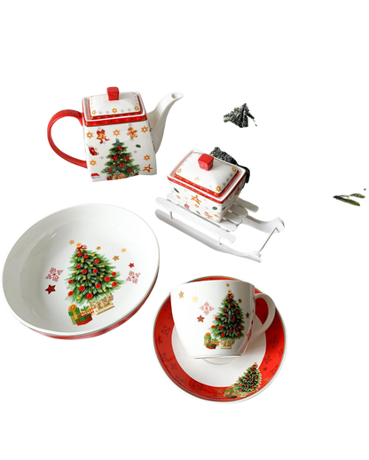 Conjunto de Porcelana  Natalino com 5 Peças