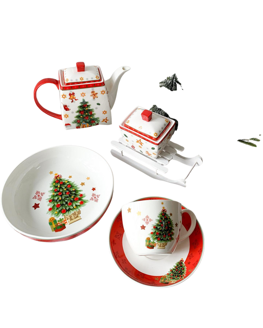 Conjunto de Porcelana  Natalino com 5 Peças