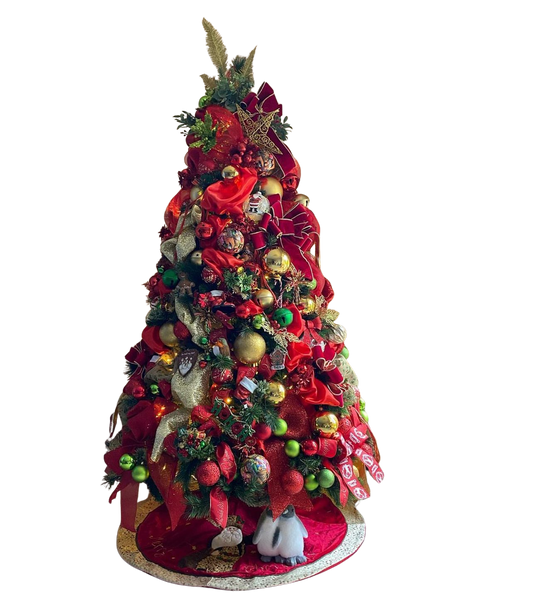Árvore de Natal + Decoração 360º Red Inclusa - 2,40 Metros