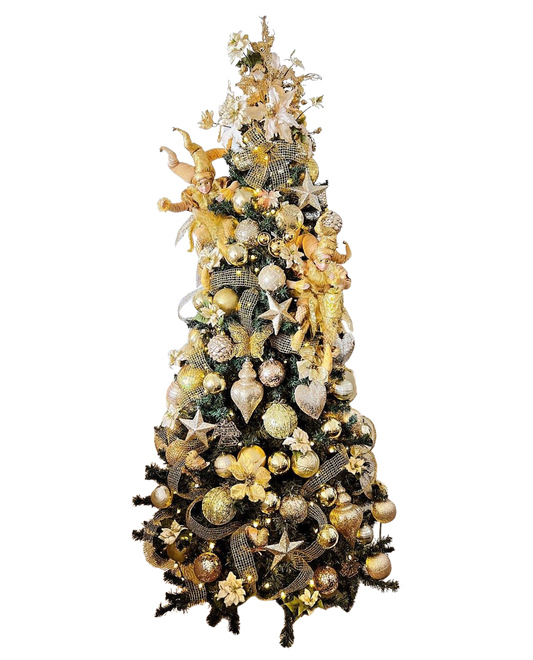 Árvore de Natal + Decoração 360º Gold Inclusa - 1,80 Metros