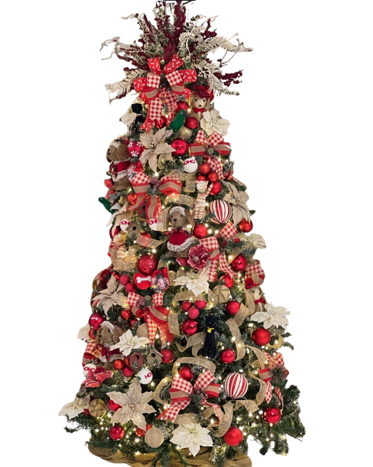 Árvore de Natal + Decoração 360º Luxo Flower Inclusa - 3 Metros
