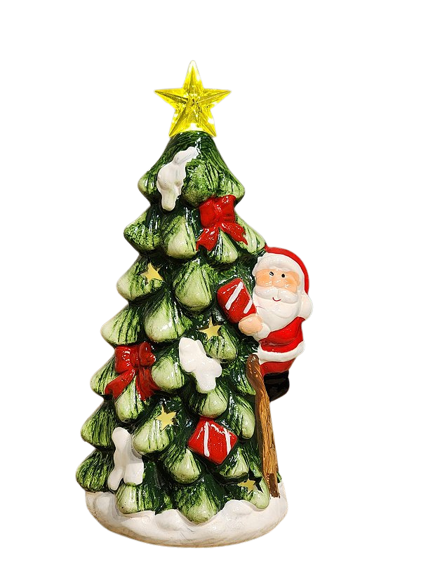 ÁRVORE DECORATIVA COM PAPAI NOEL COM LED