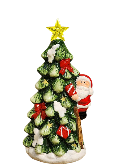 ÁRVORE DECORATIVA COM PAPAI NOEL COM LED