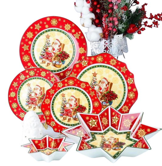 Conjunto de Porcelana  Natalino com 6 Peças