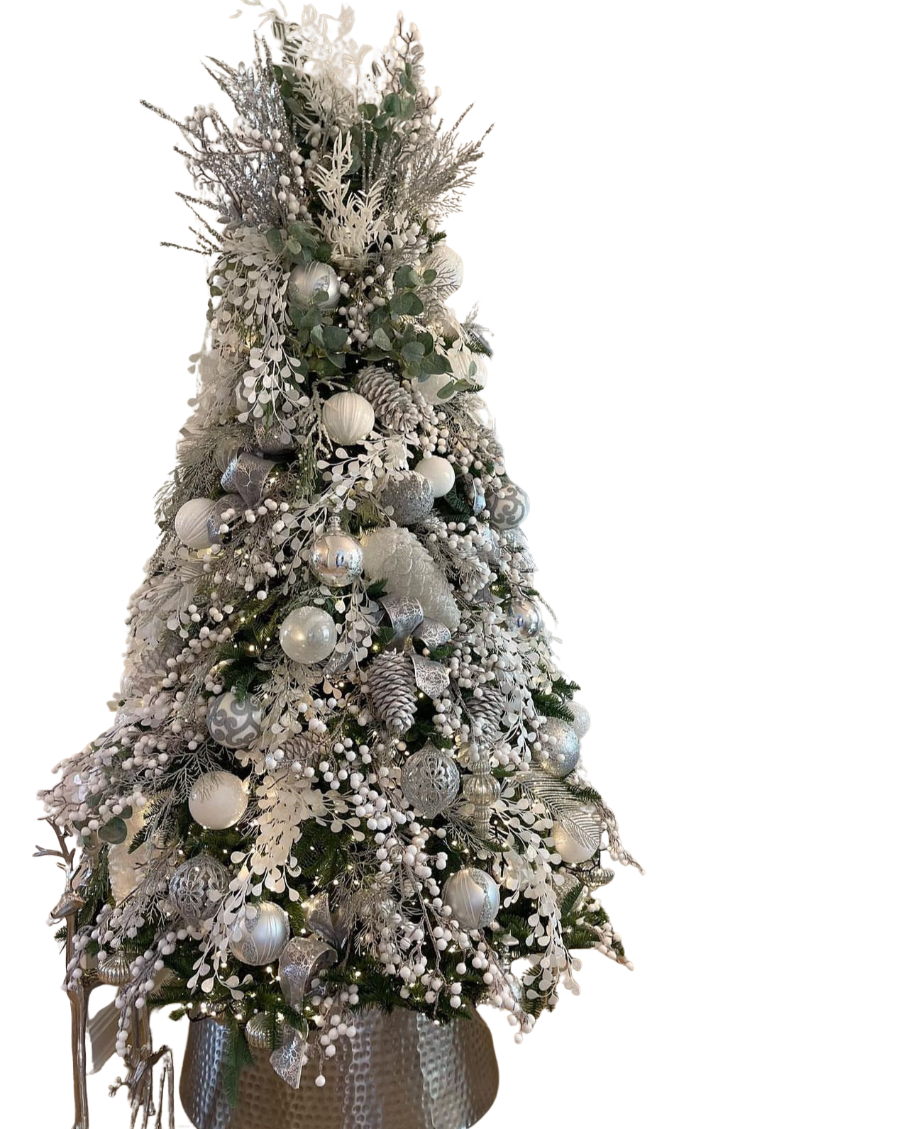 Árvore de Natal + Decoração 360º Prata Inclusa - 2,00 Metros