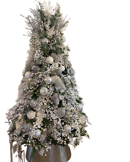 Árvore de Natal + Decoração 360º Prata Inclusa - 2,00 Metros