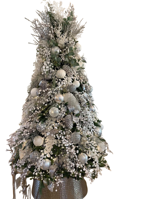Árvore de Natal + Decoração 360º Prata Inclusa - 2,00 Metros