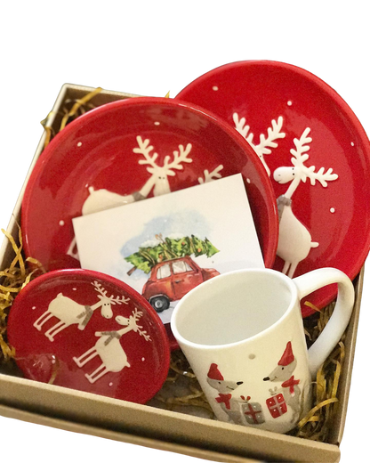 Conjunto de Porcelana  Natalino com 4 Peças
