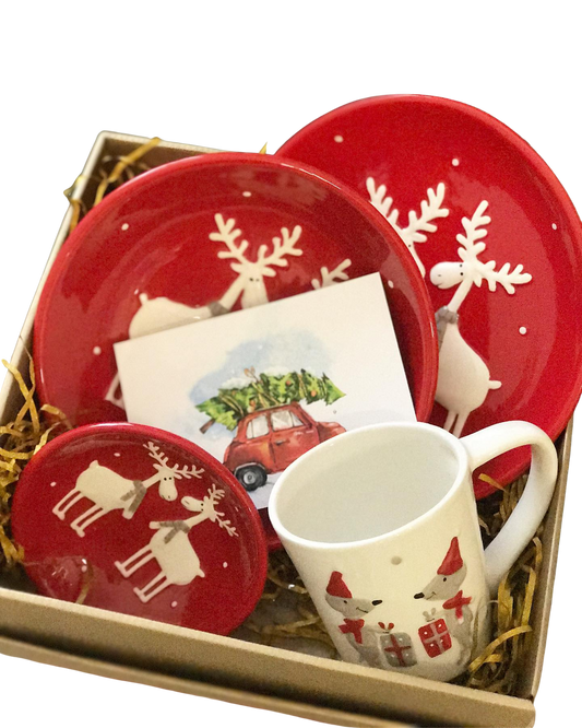 Conjunto de Porcelana  Natalino com 4 Peças