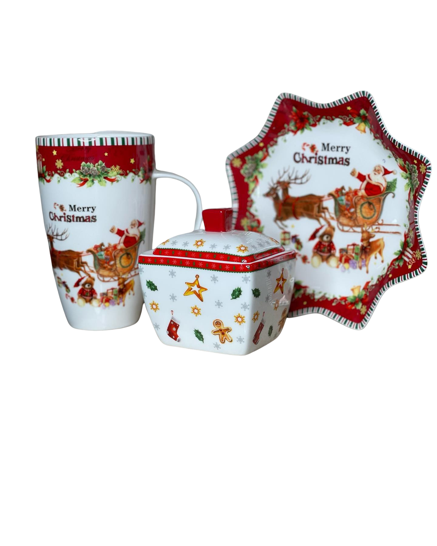 Conjunto de Porcelana  Natalino com 3 Peças