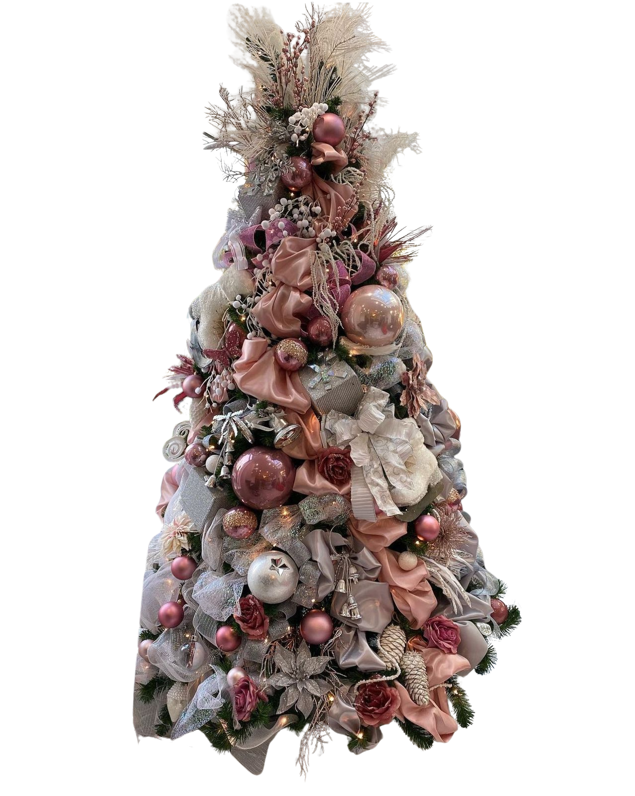 Árvore de Natal + Decoração 360º Luxo Rose Inclusa - 2,40 Metros
