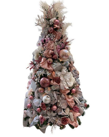 Árvore de Natal + Decoração 360º Luxo Rose Inclusa - 2,40 Metros