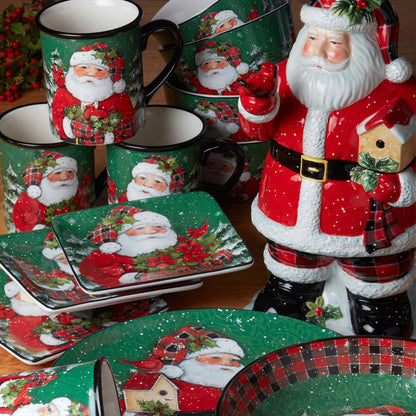 Conjunto de Louças Christmas Lodge Santa com 16 Peças - Serviço para 04 Pessoas