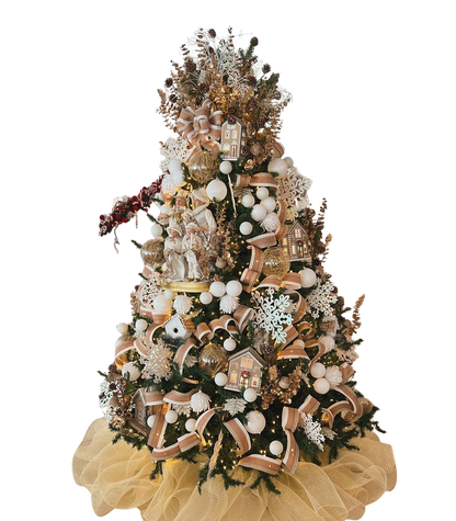 Árvore de Natal + Decoração 360º Urso Branco Inclusa - 2,40 Metros