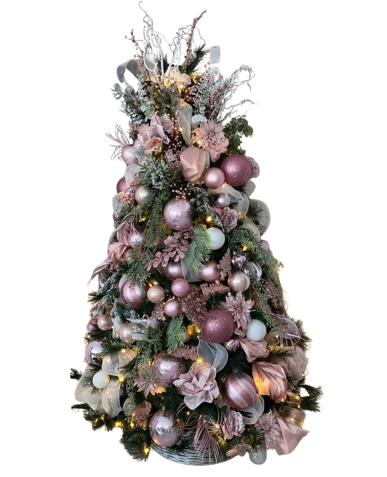 Árvore de Natal + Decoração 360º Rose Inclusa - 2,10 Metros