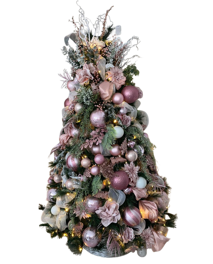 Árvore de Natal + Decoração 360º Rose Inclusa - 2,10 Metros