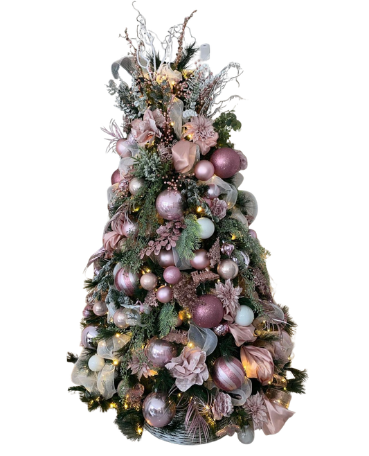 Árvore de Natal + Decoração 360º Rose Inclusa - 2,10 Metros