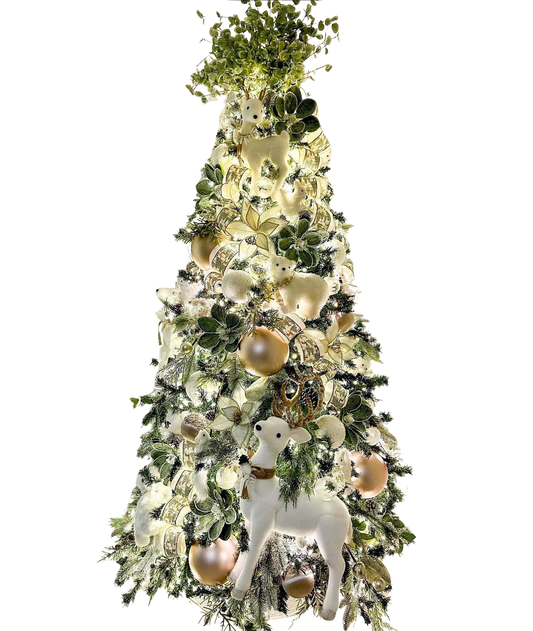 Árvore de Natal + Decoração 360º Rena Clean Inclusa - 2,10 Metros