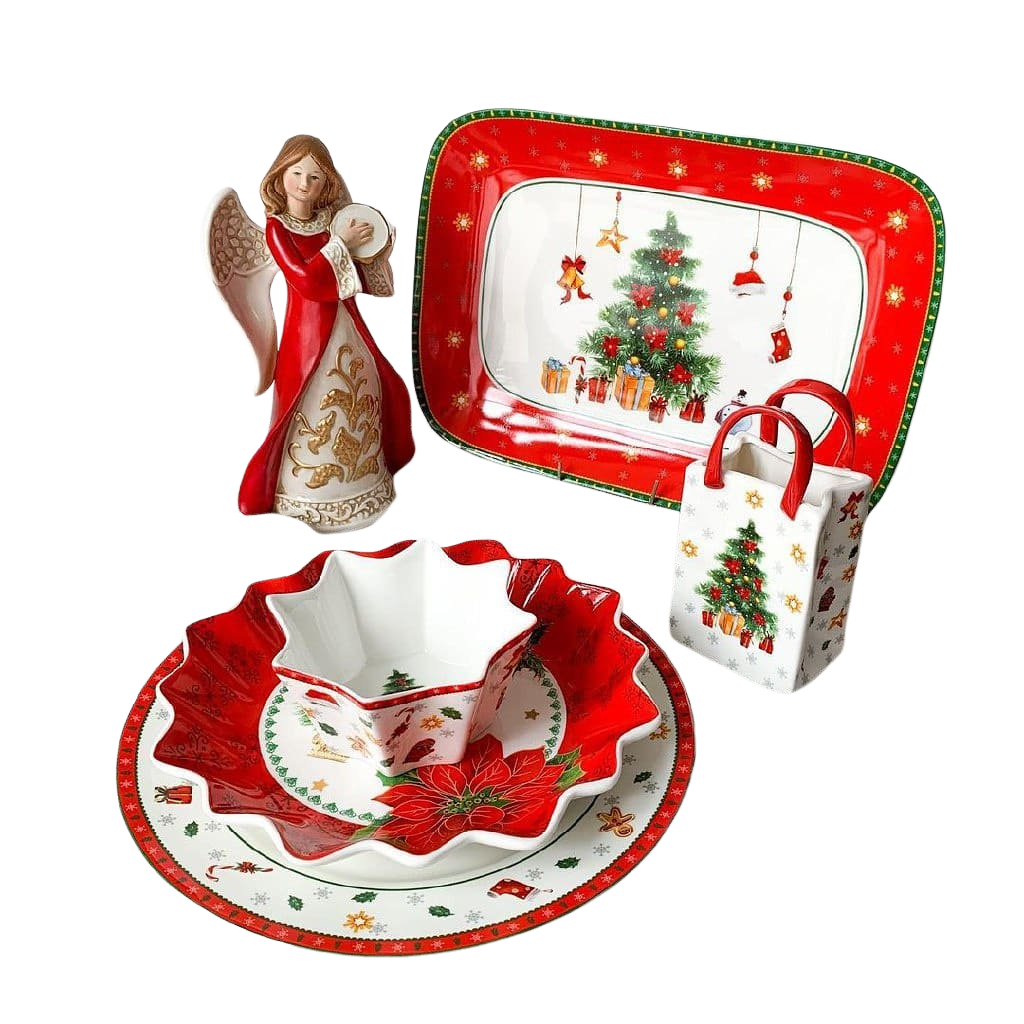 Conjunto de Porcelana  Natalino com 6 Peças