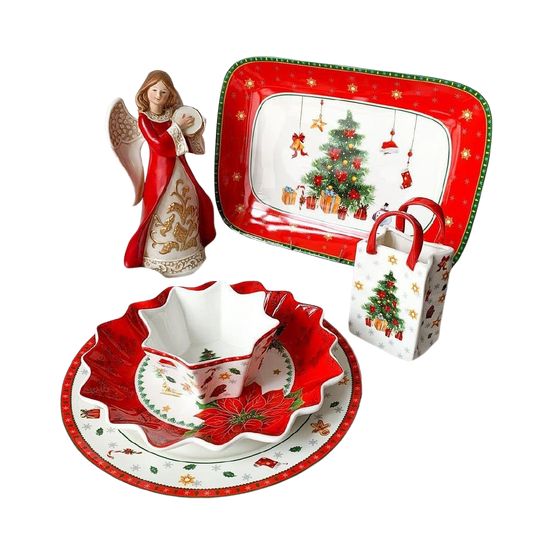 Conjunto de Porcelana  Natalino com 6 Peças