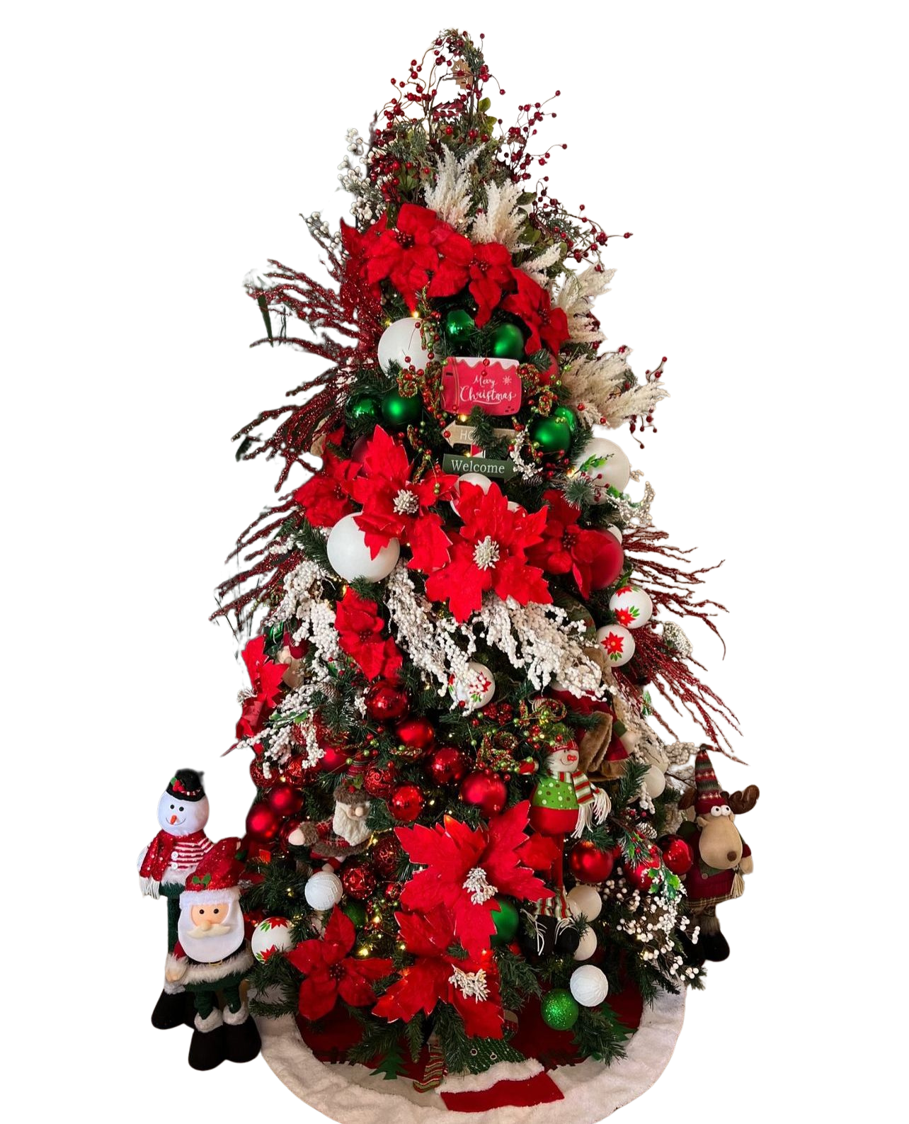 Árvore de Natal + Decoração 360º Flower Red Inclusa - 2,40 Metros