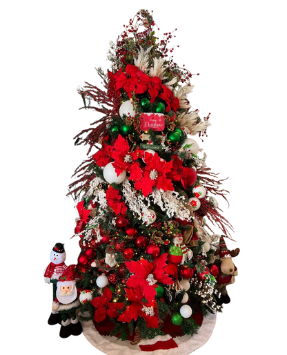 Árvore de Natal + Decoração 360º Flower Red Inclusa - 2,40 Metros