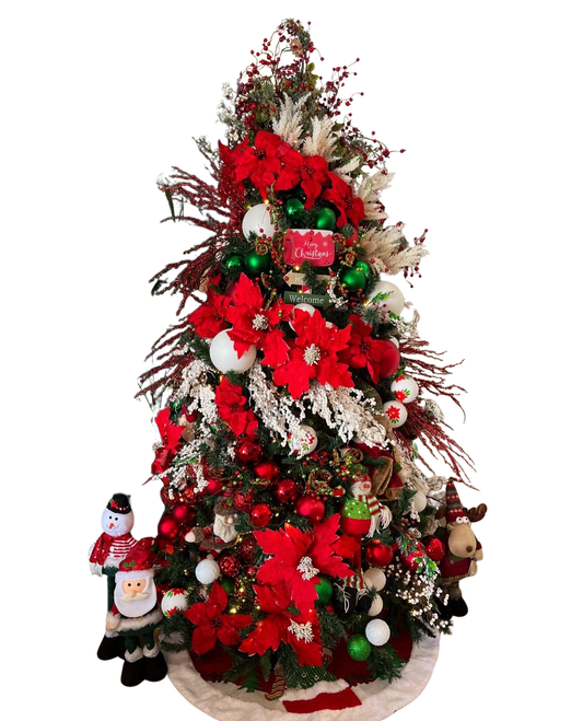 Árvore de Natal + Decoração 360º Flower Red Inclusa - 2,40 Metros