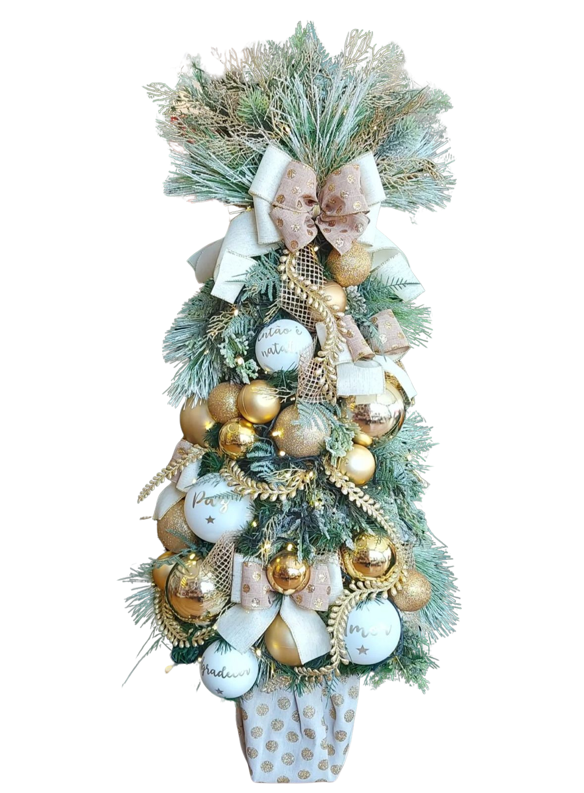 Árvore de Natal Pequena + Decoração Clean Gold Incluída