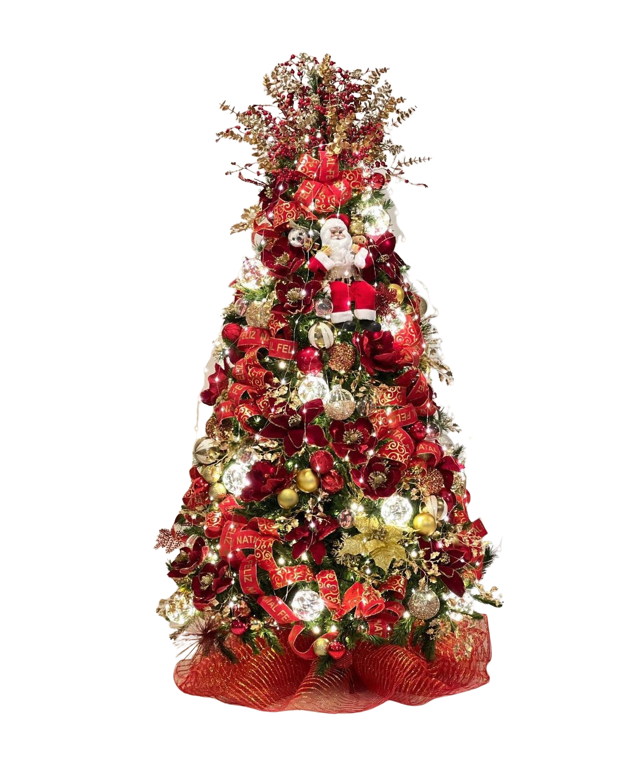 Árvore de Natal + Decoração 360º Santa Claus Inclusa - 2,10 Metros