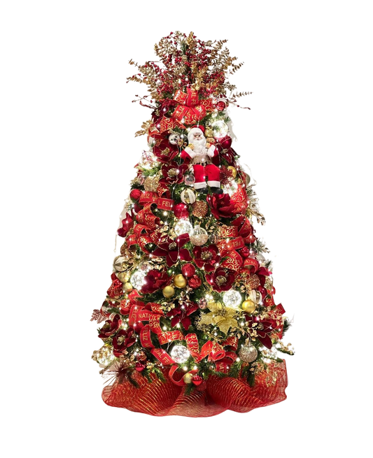 Árvore de Natal + Decoração 360º Santa Claus Inclusa - 2,10 Metros