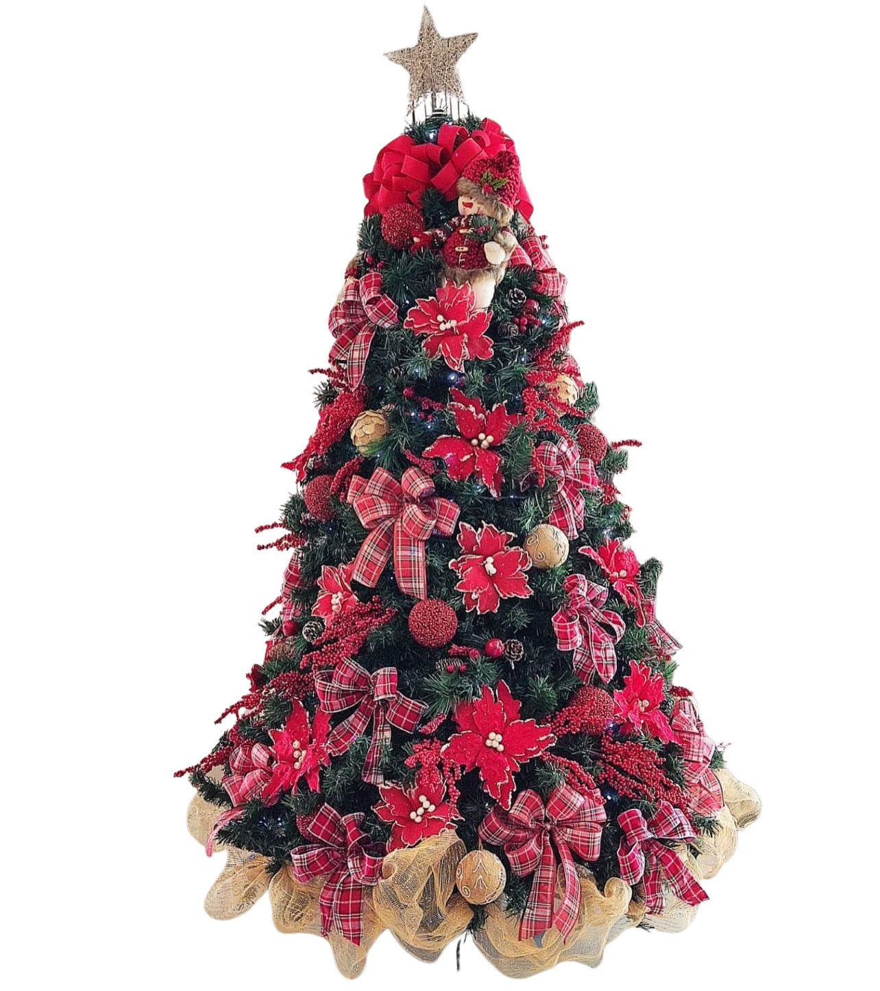 Árvore de Natal + Decoração 360º Laços Inclusa - 2,10 Metros