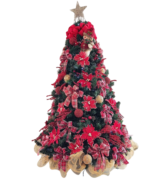 Árvore de Natal + Decoração 360º Laços Inclusa - 2,10 Metros